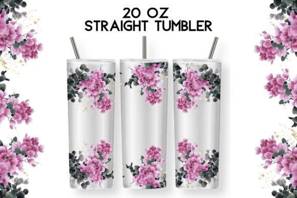 20 oz Tumbler Template Watercolor Flower Graphics