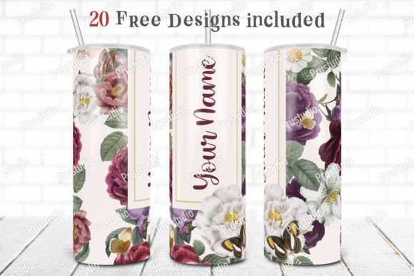 20oz Skinny Tumbler Rose Flower Design: Graphics for Crafts