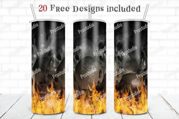 20oz Skinny Tumbler Seamless Fire PNG — Graphics for Crafts