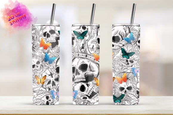 20oz Skinny Tumbler Skull Graphics & Print Templates