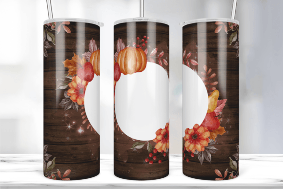 Autumn Fall Leaf Pumpkin Tumbler Wrap Graphics & Print Templates