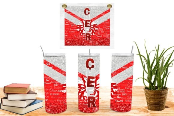 Cheer Tumbler Red and White: Graphics for Crafts & Content