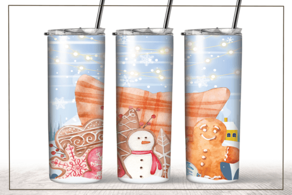 Christmas Fall Watercolor Tumbler Wrap: Graphics & Crafts Asset