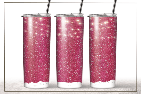 Christmas Pink Glitter Light Tumbler Graphics