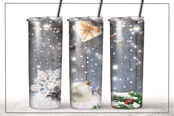 Christmas Rustic Snow Tumbler Wrap: Graphics for Crafts