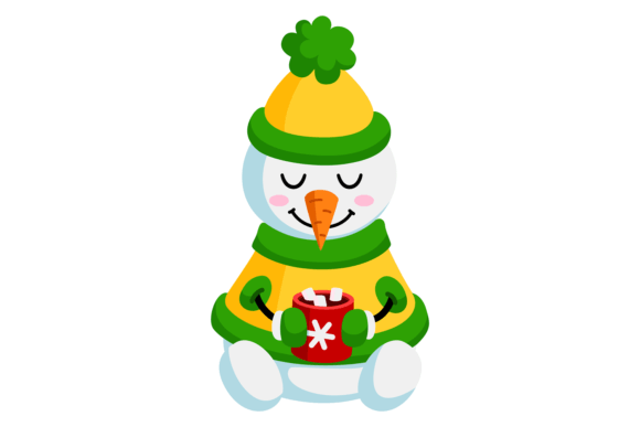 Cocoa Cup Marshmallow in Cute Snowman Ha Graphics