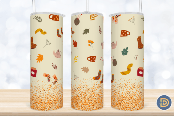 Cute Fall Glitter 20Oz Tumbler Wrap Graphics