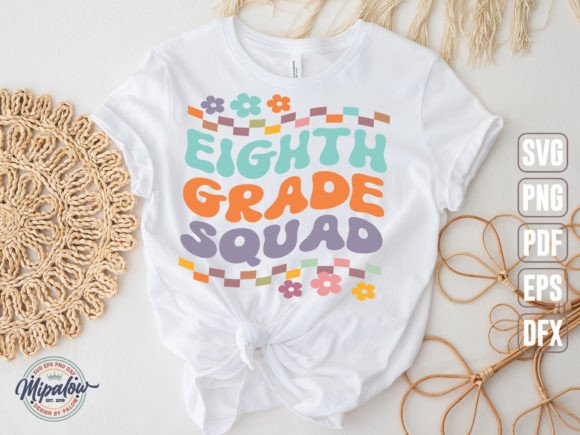 Eighth Grade Squad SVG: Wavy Text Graphics for Crafts