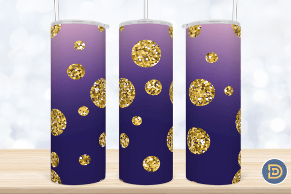 Gold Glitter Polka Dot Ombre Tumbler PNG: Graphics for Crafts & Creative Brands