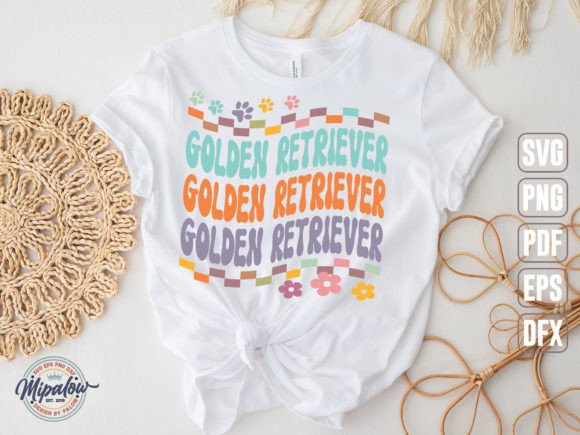 Golden Retriever SVG: Groovy Wavy Retro Graphics