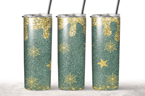 Green Glitter Gold Tumbler Wrap: Graphics for Crafts
