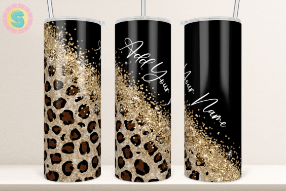 Leopard & Gold Glitter Tumbler Wrap: Graphics for Crafts
