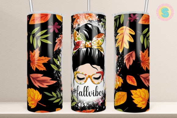SEAMLESS Fall Vibes 20Oz Tumbler Wrap: Graphics for Crafts & Local Branding
