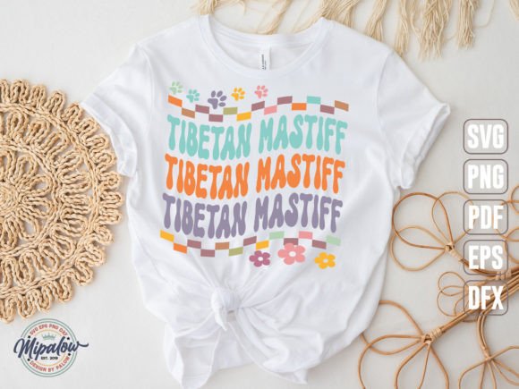 Tibetan Mastiff SVG: Groovy Wavy Retro Graphics for Crafts